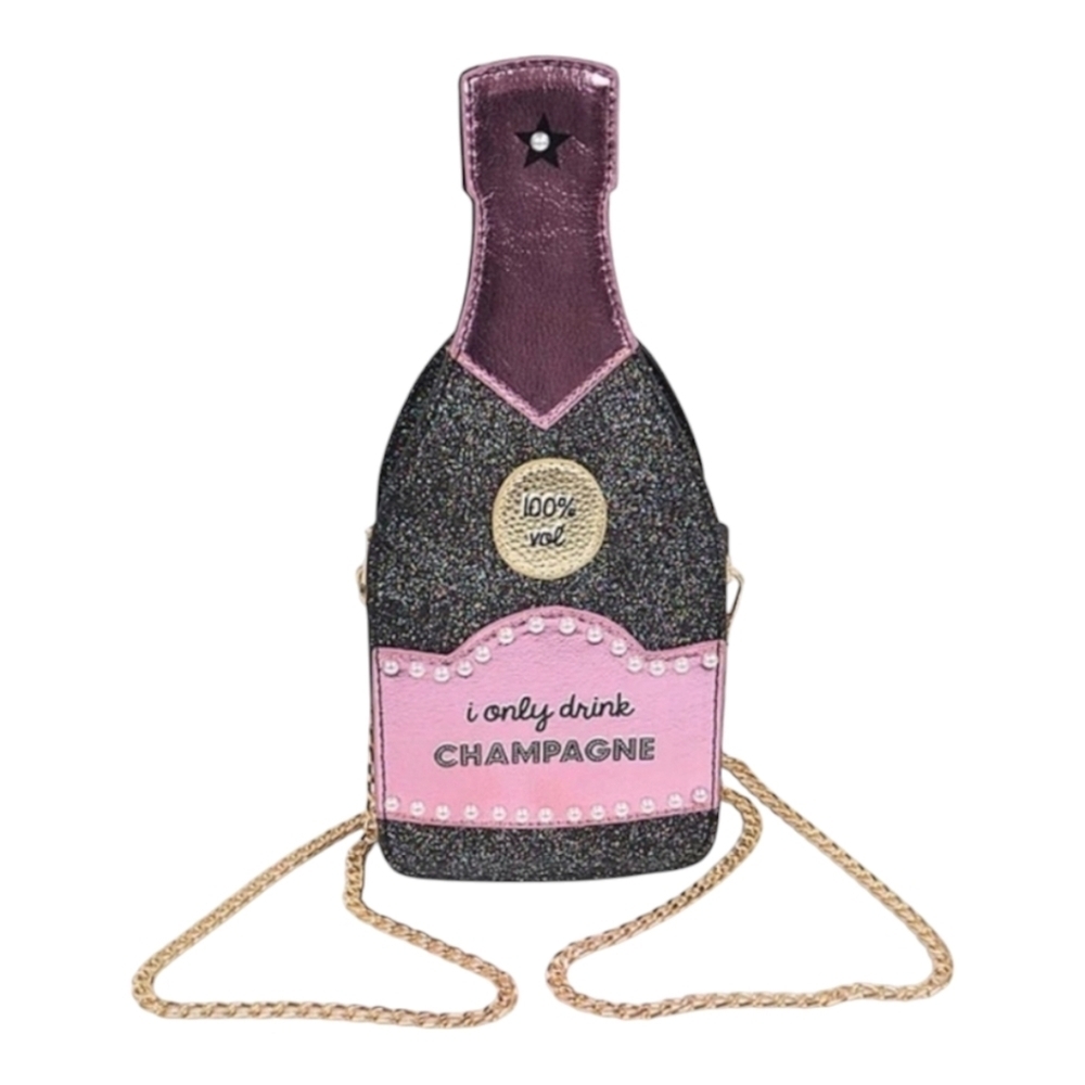 🖤▪️SKINNY DIP▪️ London CHAMPAGNE BOTTLE Black and Rose Gold CROSSBODY bag